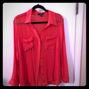 🌹- Women salmon color button down top